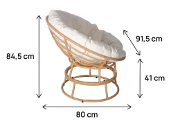 Cadeirão Papasan interior/exterior loveuse estilo "Bali" - Ø91cm - Bege
