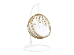 Cadeirão suspenso resina entrelaçada - Natural claro e branco - BONTOC
