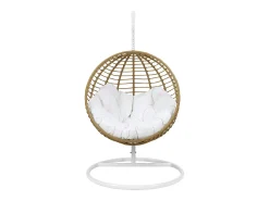 Cadeirão suspenso resina entrelaçada - Natural claro e branco - BONTOC