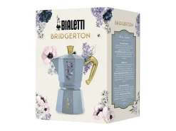 Cafeteira Italiana Bialetti Moka Express Birdgerton 6 Chávenas 250ml Azul Floral com Punho Dourado