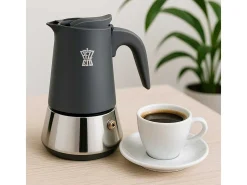 Cafeteira Italiana Pezzetti Steelexpress 6 Xícaras Aço Inoxidável Todos os Fogões Indução Azul Índigo