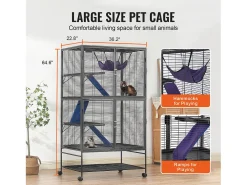 Cage Roulante para Pequenos Animais SucceBuy, 4 Níveis Metal 164cm Plataforma e Rampa