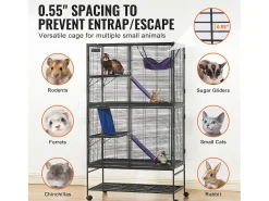 Cage Roulante para Pequenos Animais SucceBuy, 4 Níveis Metal 164cm Plataforma e Rampa