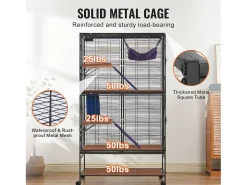 Cage Roulante para Pequenos Animais SucceBuy, 4 Níveis Metal 164cm Plataforma e Rampa