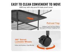 Cage Roulante para Pequenos Animais SucceBuy, 4 Níveis Metal 164cm Plataforma e Rampa
