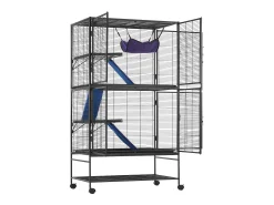 Cage Roulante para Pequenos Animais SucceBuy, 4 Níveis Metal 164cm Plataforma e Rampa