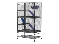 Cage Roulante para Pequenos Animais SucceBuy, 4 Níveis Metal 164cm Plataforma e Rampa