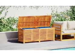 Caixa arrumação jardim c/ veneziana 90x50x56 cm acácia maciça