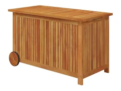 Caixa arrumação jardim c/rodas 90x50x58cm madeira acácia maciça