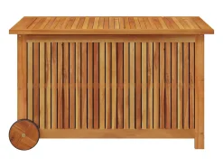 Caixa arrumação jardim c/rodas 90x50x58cm madeira acácia maciça