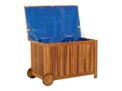 Caixa arrumação jardim c/rodas 90x50x58cm madeira acácia maciça