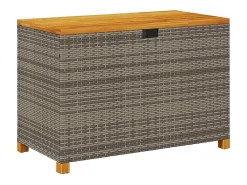 Caixa arrumação jardim 110x55x63 cm vime PE/acácia maciça cinza