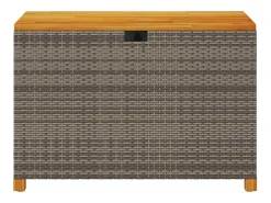 Caixa arrumação jardim 110x55x63 cm vime PE/acácia maciça cinza