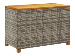 Caixa arrumação jardim 110x55x63 cm vime PE/acácia maciça cinza