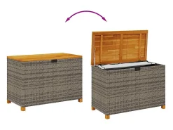 Caixa arrumação jardim 110x55x63 cm vime PE/acácia maciça cinza