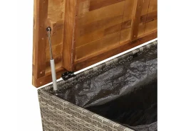 Caixa arrumação jardim 110x55x63 cm vime PE/acácia maciça cinza