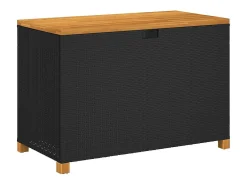 Caixa arrumação jardim 110x55x63 cm vime PE/acácia maciça preto
