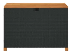 Caixa arrumação jardim 110x55x63 cm vime PE/acácia maciça preto