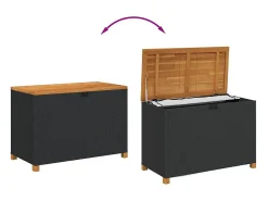 Caixa arrumação jardim 110x55x63 cm vime PE/acácia maciça preto