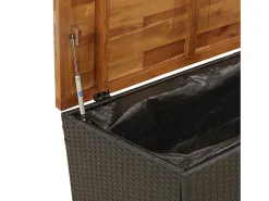 Caixa arrumação jardim 110x55x63 cm vime PE/acácia maciça preto