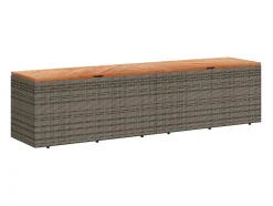Caixa arrumação jardim 220x50x54 cm vime PE/acácia maciça cinza