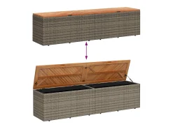 Caixa arrumação jardim 220x50x54 cm vime PE/acácia maciça cinza