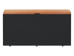 Caixa arrumação jardim 110x50x54 cm vime PE/acácia maciça preto