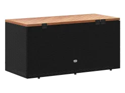 Caixa arrumação jardim 110x50x54 cm vime PE/acácia maciça preto