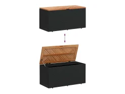 Caixa arrumação jardim 110x50x54 cm vime PE/acácia maciça preto