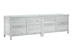 Caixa arrumação p/ jardim 198,5x50x56,5 cm abeto maciço branco