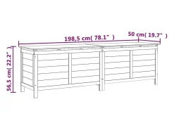 Caixa arrumação p/ jardim 198,5x50x56,5 cm abeto maciço branco