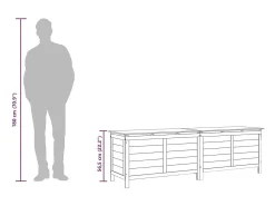 Caixa arrumação p/ jardim 198,5x50x56,5 cm abeto maciço branco