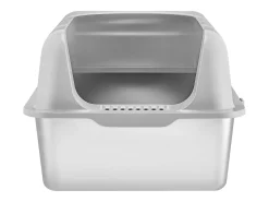 Caixa de Areia para Gatos SucceBuy XL, 15 CM de Profundidade, Inodora, Aço Inoxidável com Apoio para os Pés