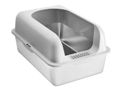 Caixa de Areia para Gatos SucceBuy XL, 15 CM de Profundidade, Inodora, Aço Inoxidável com Apoio para os Pés