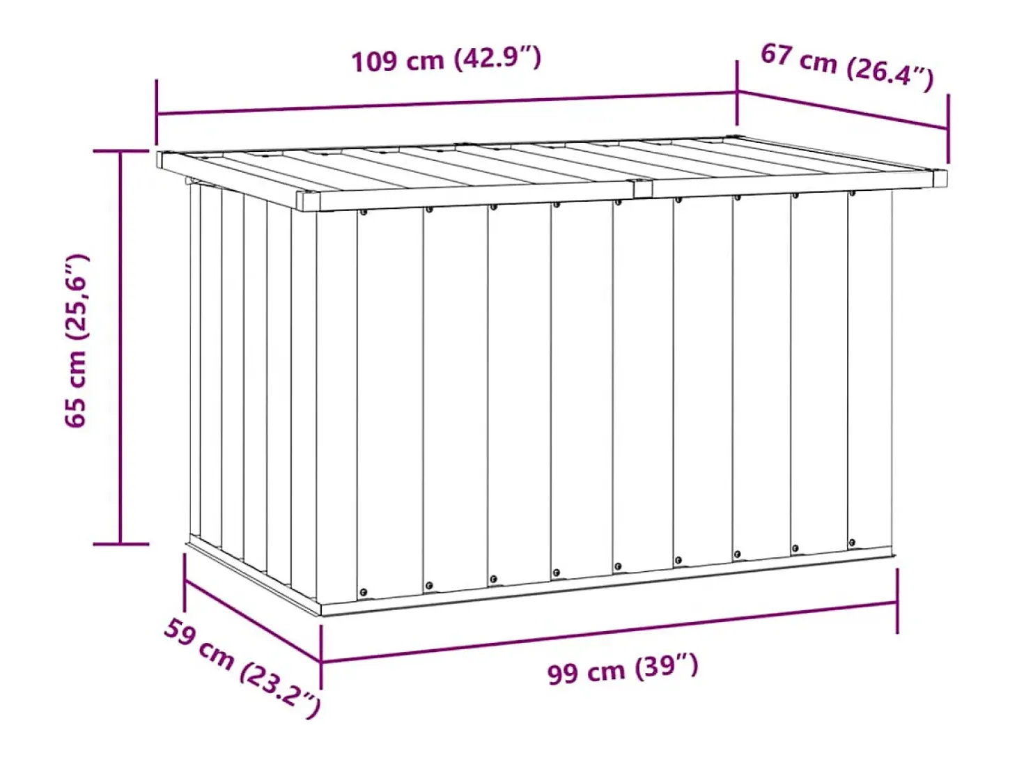 Caixa de armazenamento de jardim marrom 109x67x65 cm