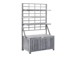 Caixa de arrumação com treliça 99x55x160 cm acácia maciça cinza