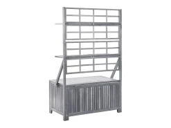 Caixa de arrumação com treliça 99x55x160 cm acácia maciça cinza