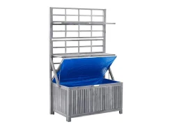 Caixa de arrumação com treliça 99x55x160 cm acácia maciça cinza