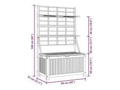 Caixa de arrumação com treliça 99x55x160 cm acácia maciça cinza