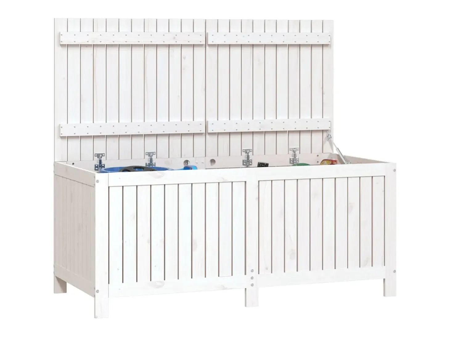 Caixa de arrumação jardim 147x68x64 cm pinho maciço branco