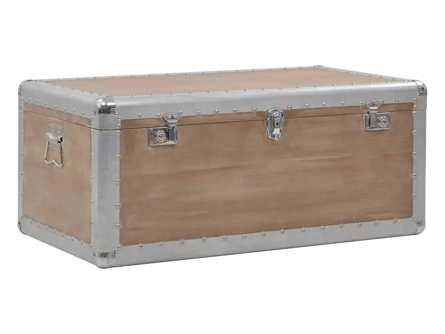 Caixa de arrumação madeira de abeto maciça 91x52x40 cm castanho