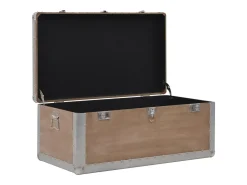 Caixa de arrumação madeira de abeto maciça 91x52x40 cm castanho