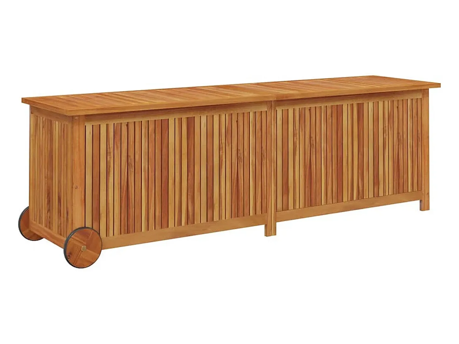 Caixa de arrumação p/ jardim c/ rodas 150x50x58cm acácia maciça
