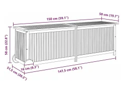 Caixa de arrumação p/ jardim c/ rodas 150x50x58cm acácia maciça