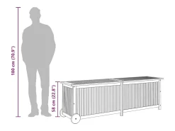Caixa de arrumação p/ jardim c/ rodas 150x50x58cm acácia maciça
