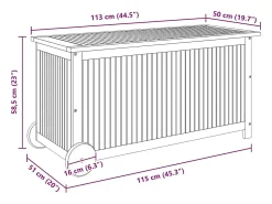 Caixa de arrumação p/ jardim c/ rodas 113x50x58cm acácia maciça