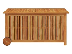 Caixa de arrumação p/ jardim c/ rodas 113x50x58cm acácia maciça
