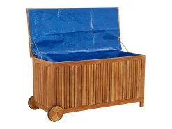 Caixa de arrumação p/ jardim c/ rodas 113x50x58cm acácia maciça