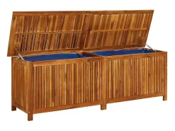 Caixa de arrumação p/ jardim 175x50x58 cm madeira acácia maciça