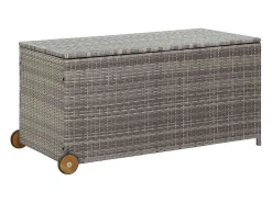 Caixa de arrumação p/ jardim 120x65x61 cm vime PE cinza-claro